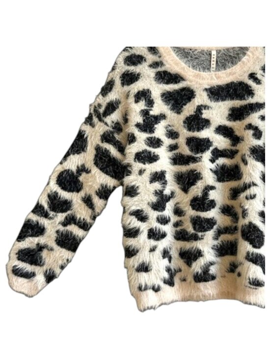Raga Leopard Eyelash Knit Sweater Beige Black XS Soft Cozy - Picture 5 of 10